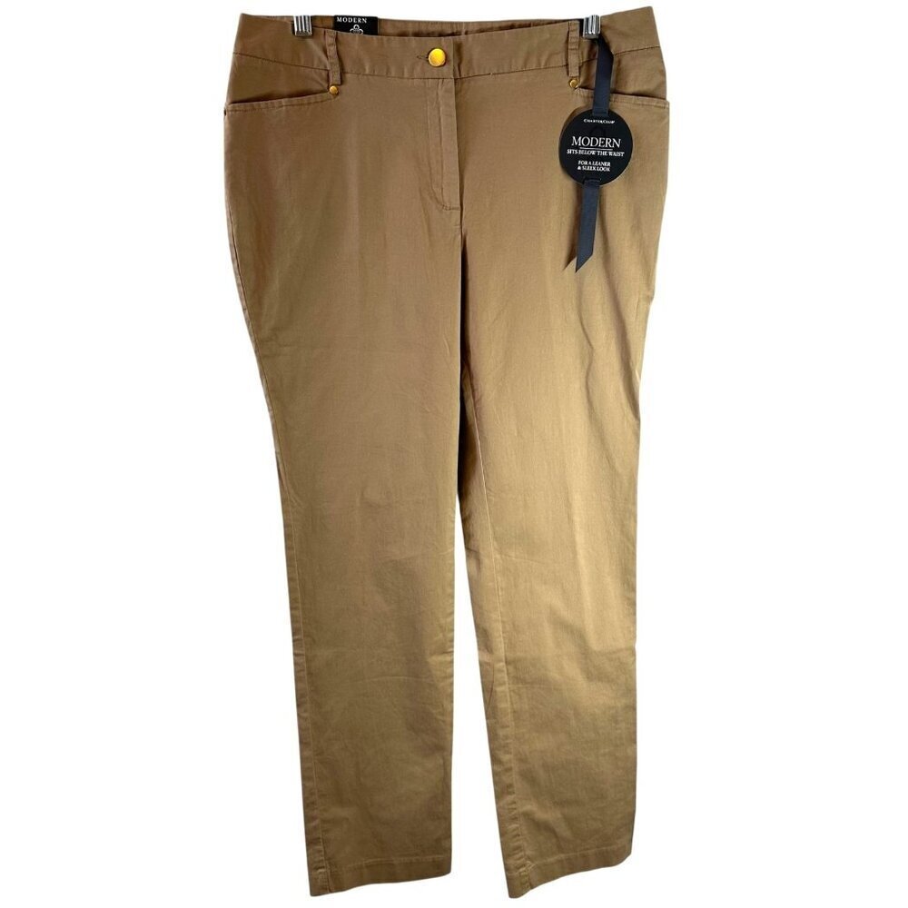 NWT Charter Club Modern Fit Stretch Cotton Khaki Pants Size 10